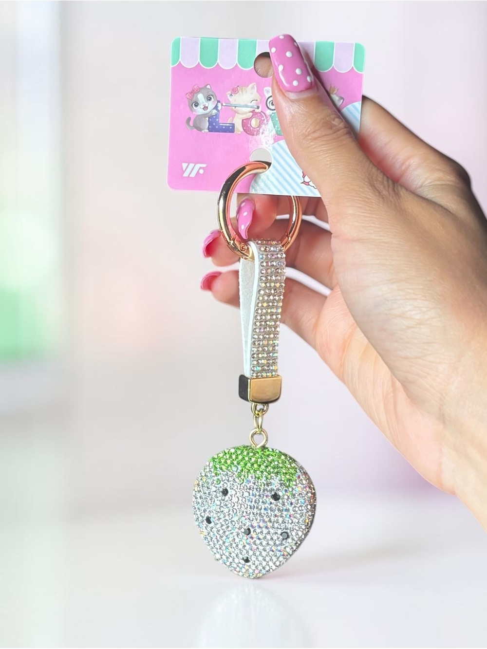 White Strawberry Keychain